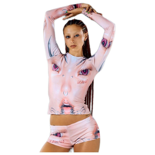 LONG SLEEVE TRIBAL FACE TOP