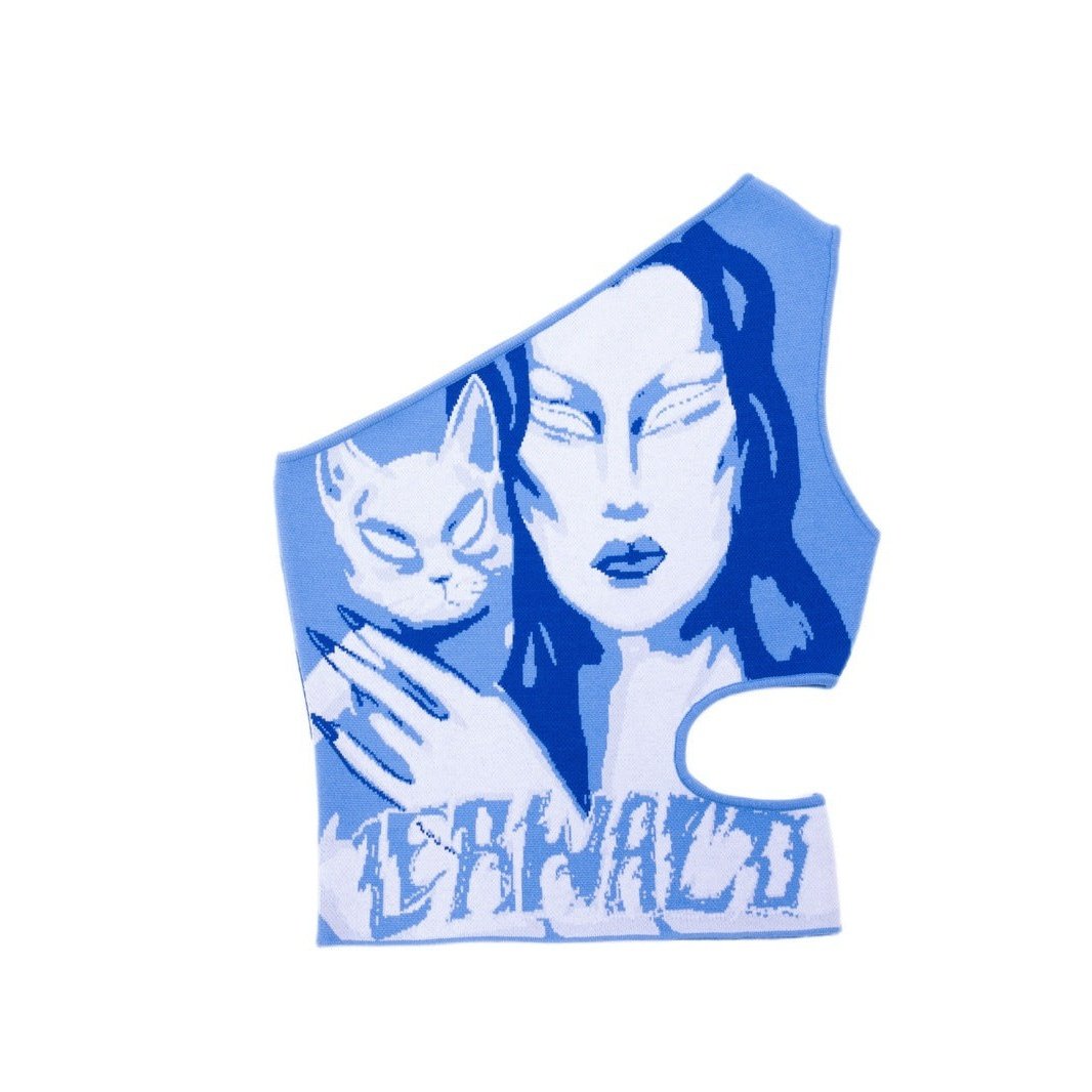 BLUE KITTY KNIT TOP
