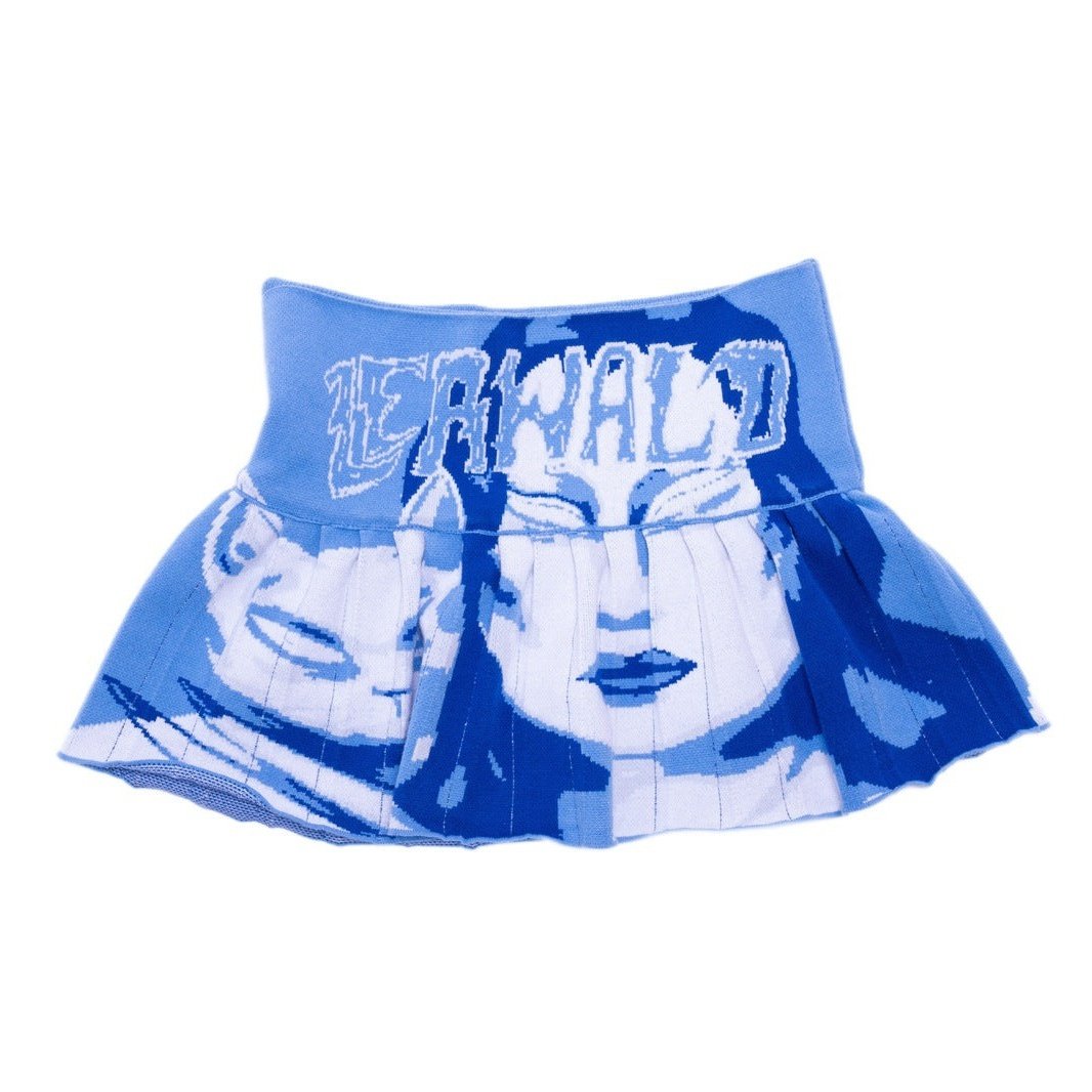 BLUE KITTY KNIT SKIRT