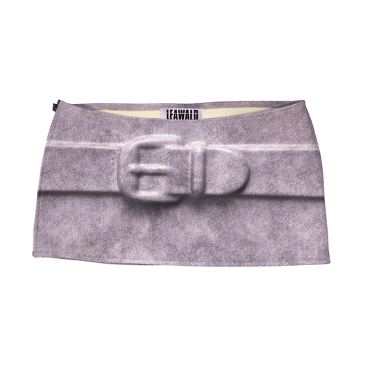 GREY FAKE EMBOSSED LEATHER MINI SKIRT