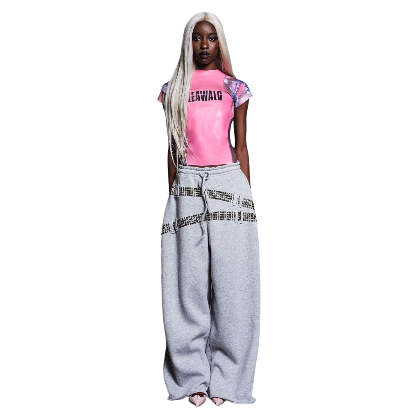 STUDDED FAUX BELT JOGGER