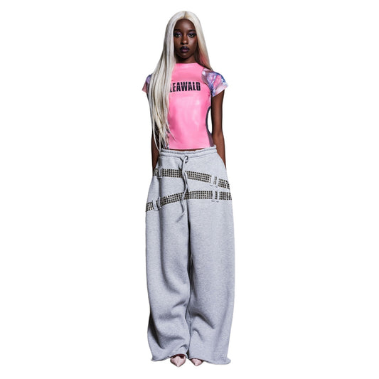 STUDDED FAUX BELT JOGGER