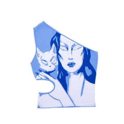 BLUE KITTY KNIT TOP